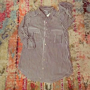 Black & white striped button-down blouse